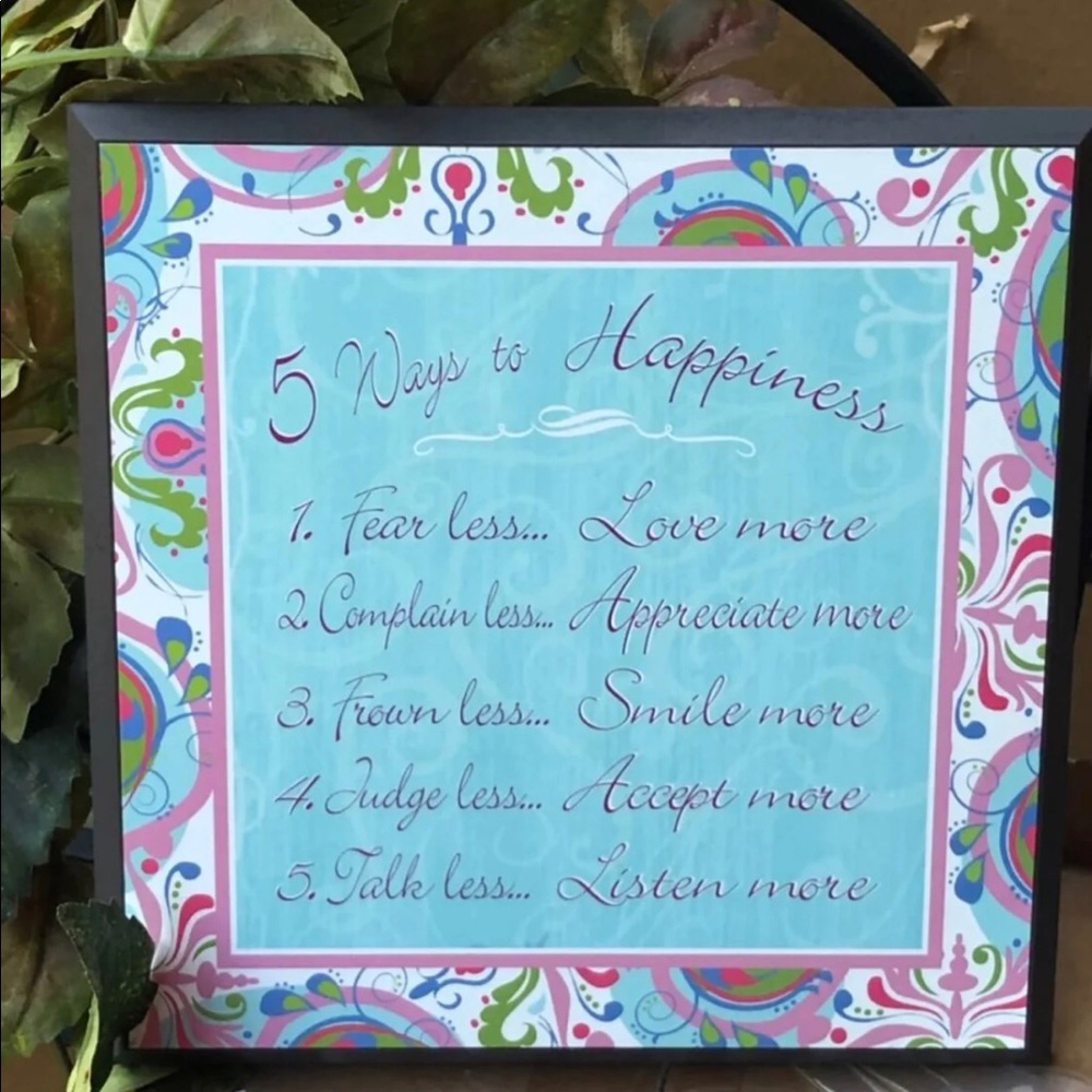 Home Interiors-Ch Retired 5 Ways To Happiness Sign Plaque